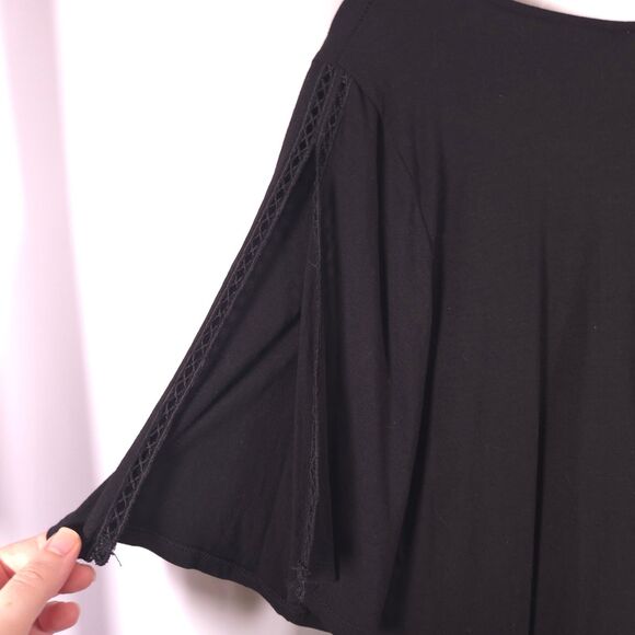 Adrianna Papell Womens Large Black Slit Sleeve V-Neck Tunic Blouse Shirt Top - Picture 4 of 8